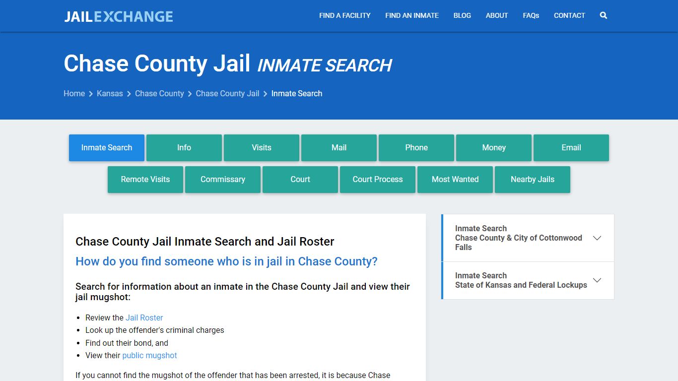 Inmate Search: Roster & Mugshots - Chase County Jail, KS