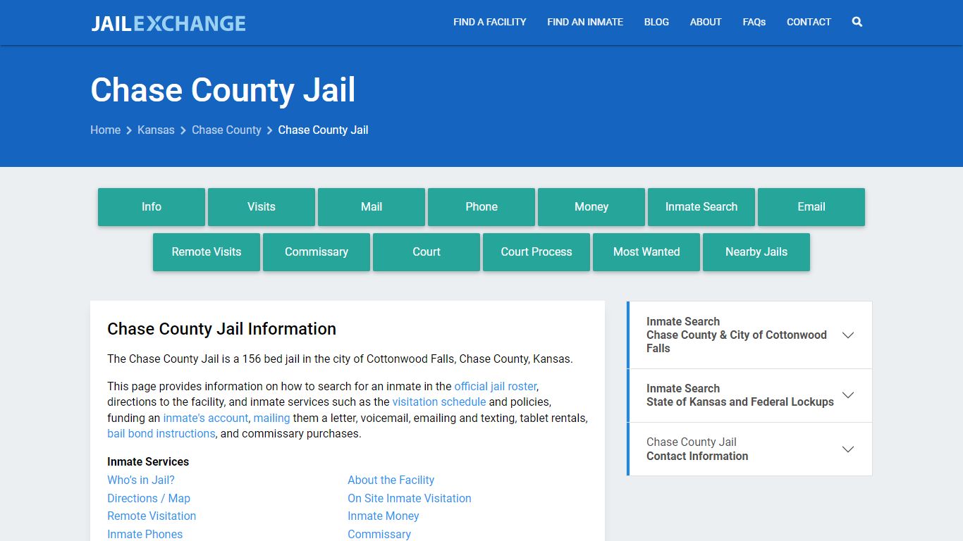 Chase County Jail, KS Inmate Search, Information
